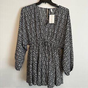 Glam Black & White Patterned Dress NWT